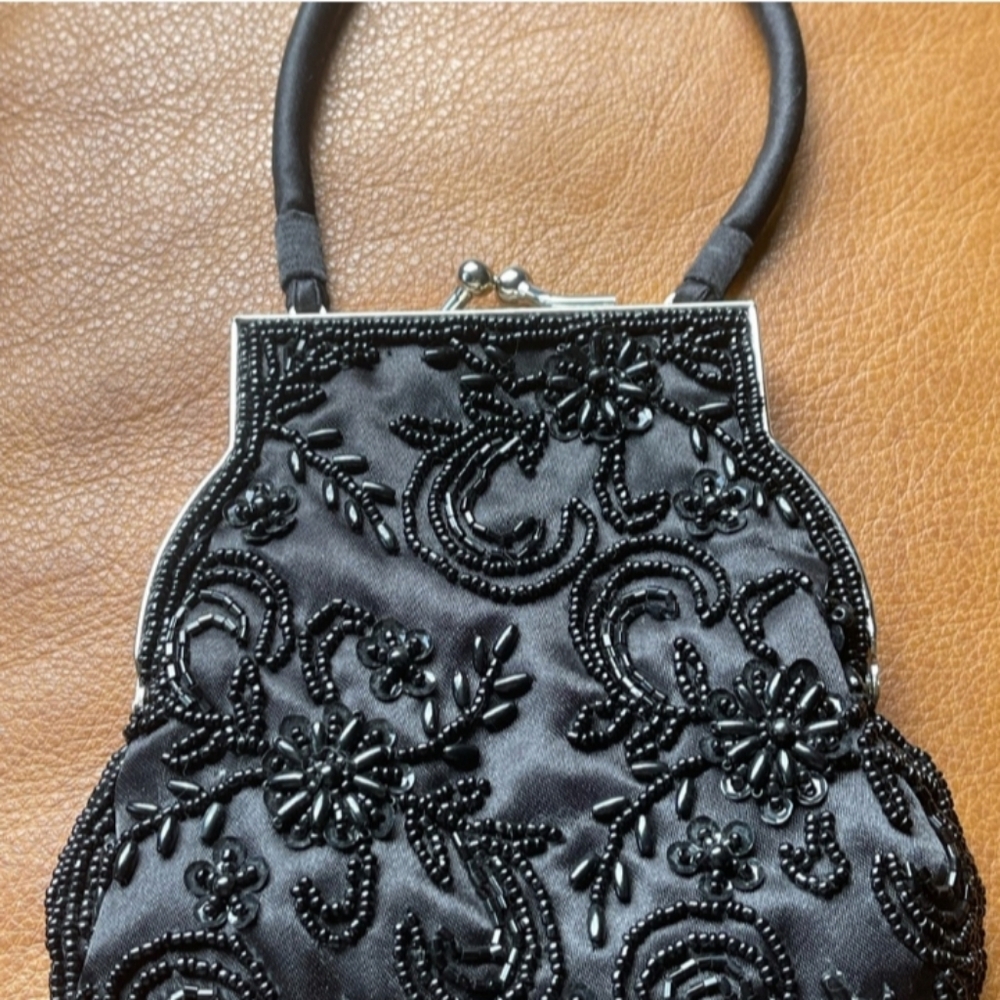 Elegant Vintage Black Beaded Bag